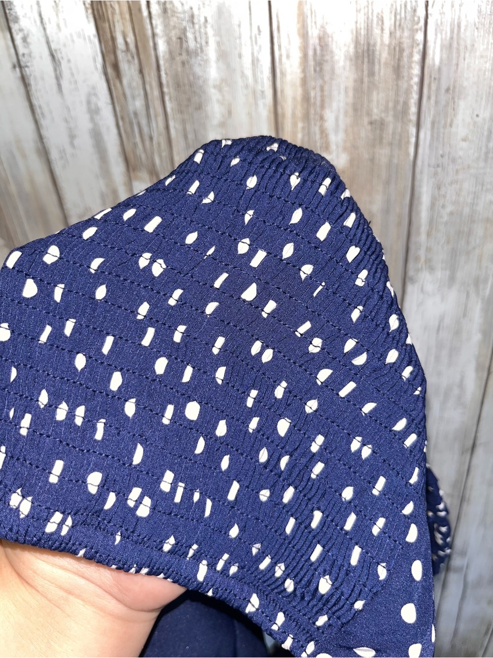 Lulus NWT Navy Polka Dot Pleated Bustier Crop Top Puff Sleeve L - Picture 5 of 6